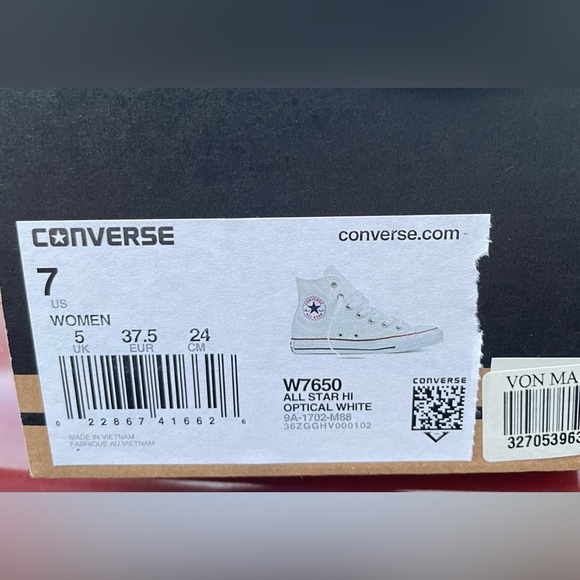 CONVERSE Chuck Taylor All Star High Tops White Size 7 Women’s Style W7650 NEW - Picture 3 of 10